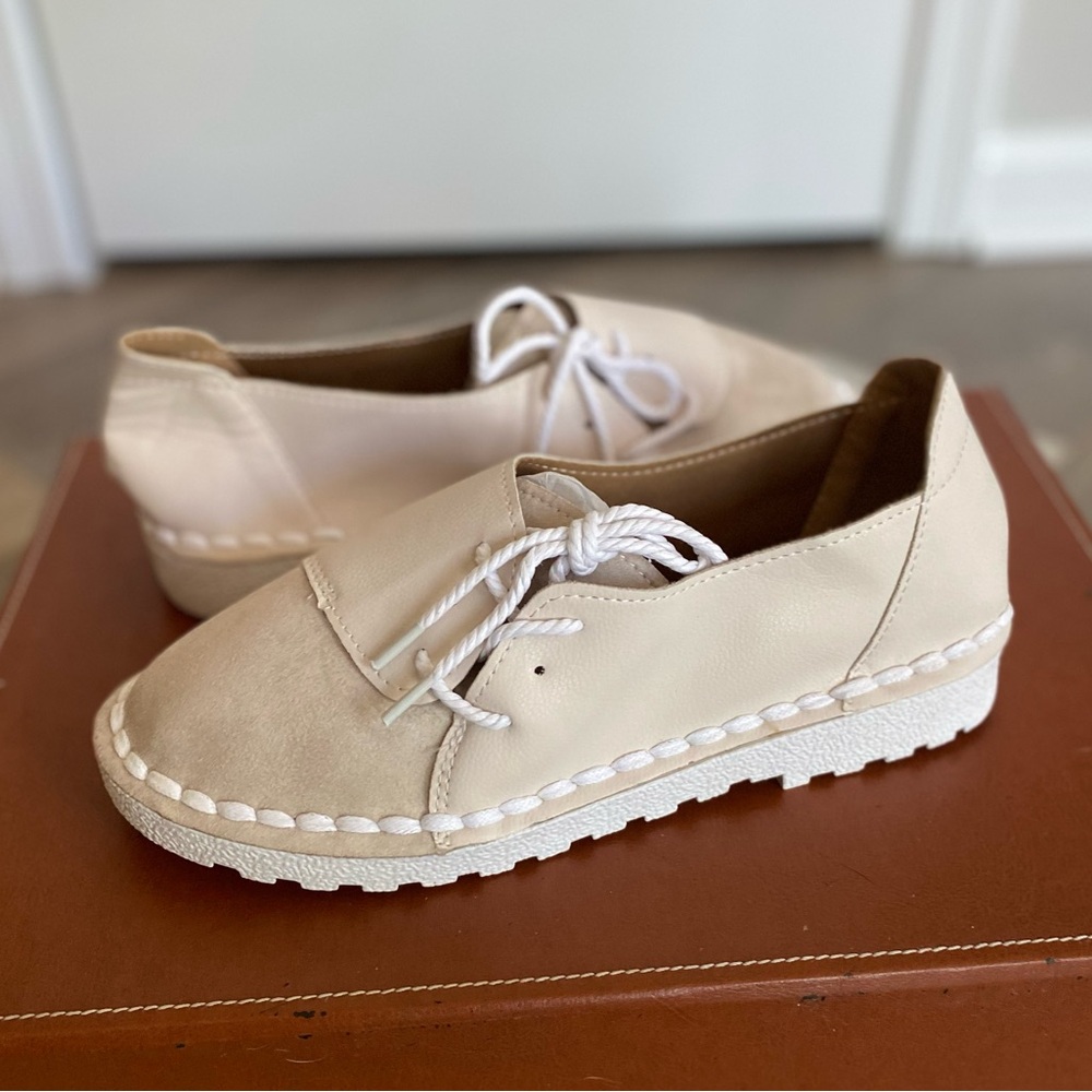 WOMANS CANVAS SUEDE TIP LEATHER FLATS SHOES LACEUP SLIPON LOAFERS